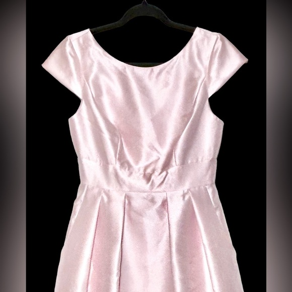 NWT Alfred Sung D767 Pink Cap Sleeve Pleated Skirt Dress with Pockets, Size 6R - Picture 6 of 15